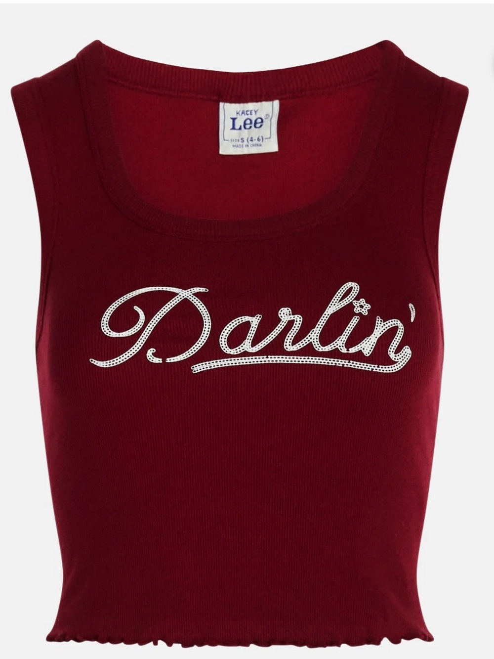 NWT Kacey Lee Musgraves Darlin Graphic Crop Tank Top Red Size L 12-14